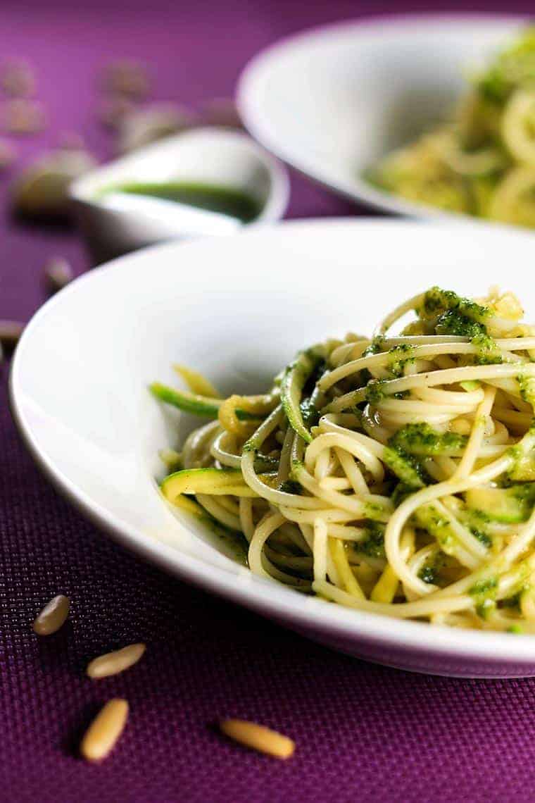 Zucchini Spaghetti with Pesto Sauce Scrambled Chefs
