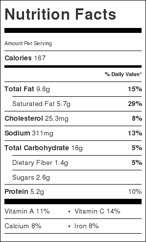 Sundried Tomatoes and Garlic Butter Bruschettas Nutrition Label