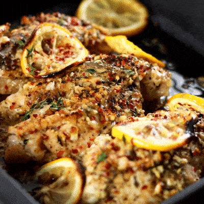 Baked Stuffed Chicken Breast with Lemon Garlic Spices
