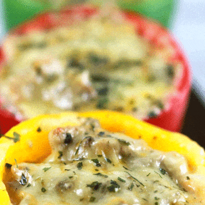 Stuffed Bell Peppers with Creamy Chicken Mushroom