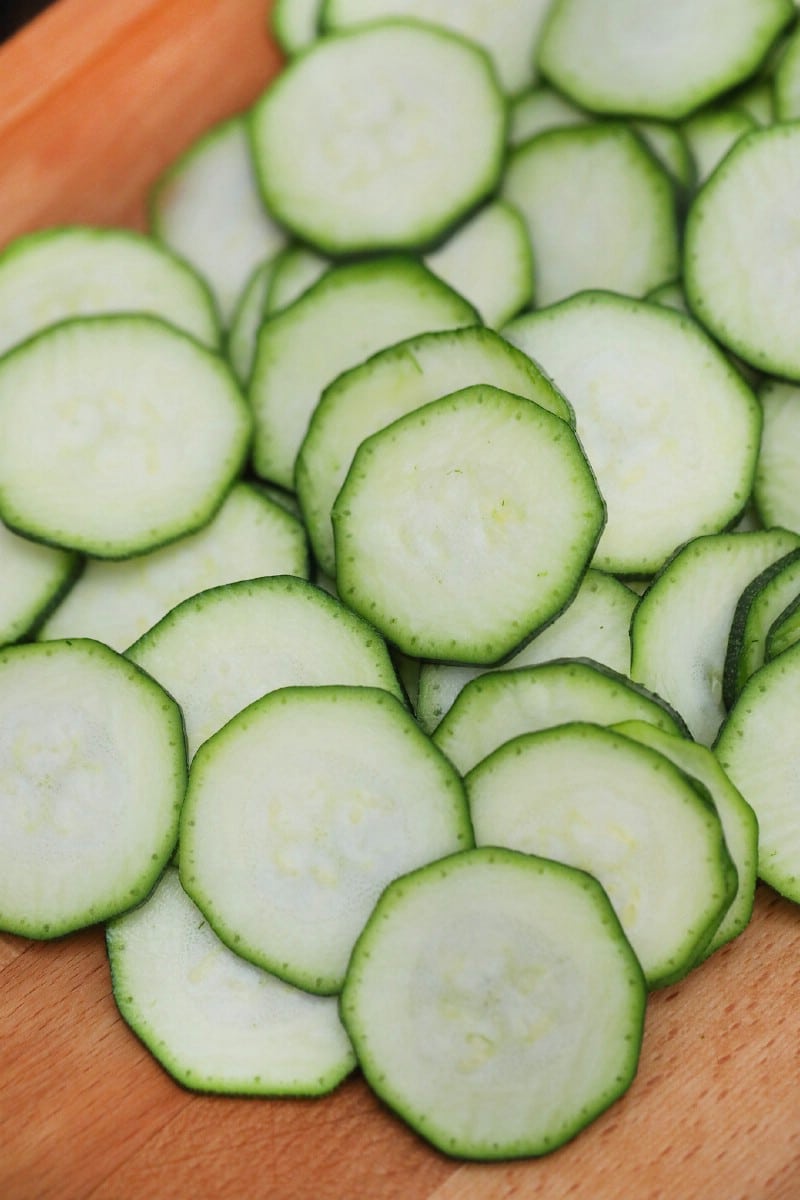 Bowl of sliced zucchini rounds