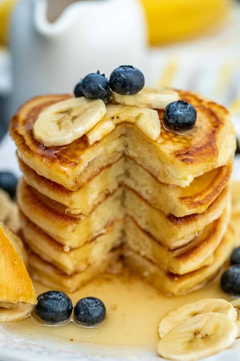 Stack of pancakes with berries