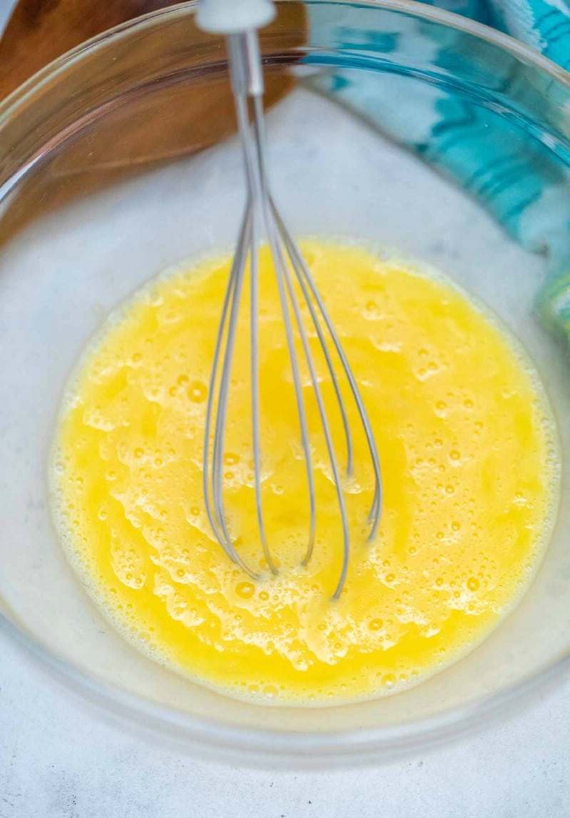 Whisking eggs in a bowl