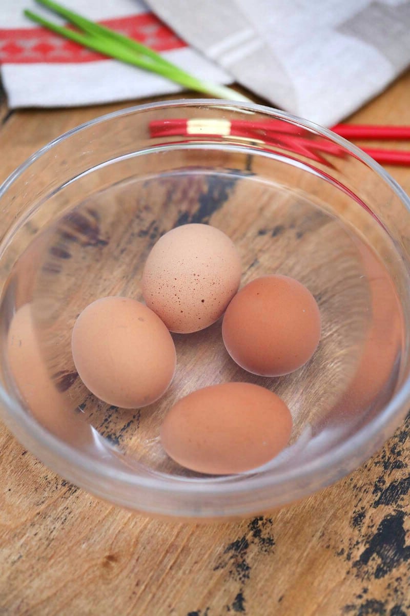 Eggs in large clear bowl