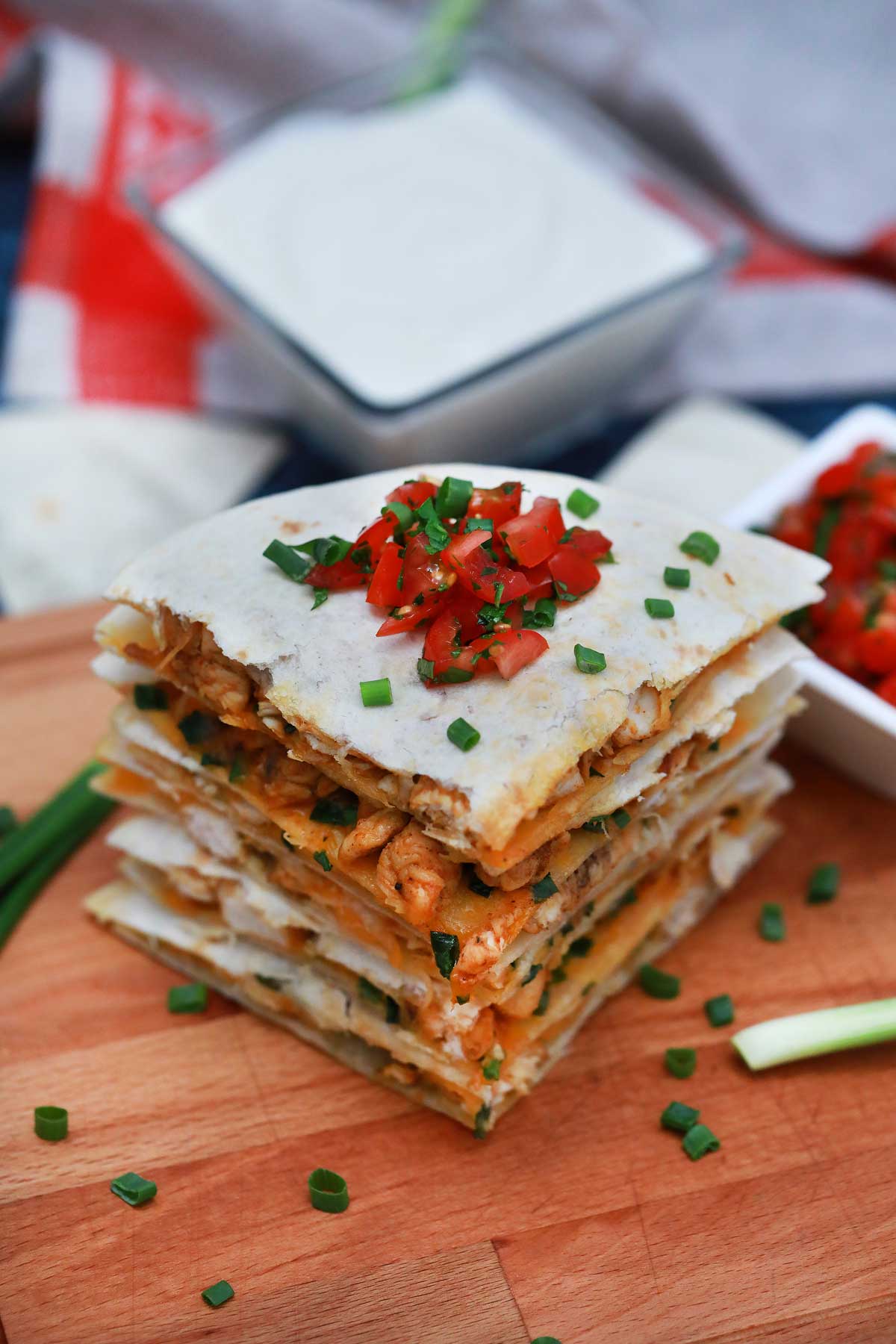 Stack of quesadilla slices