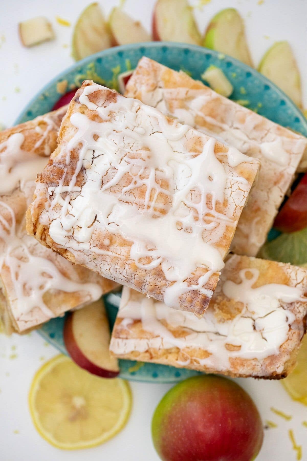Apple slab pie stacked on plate