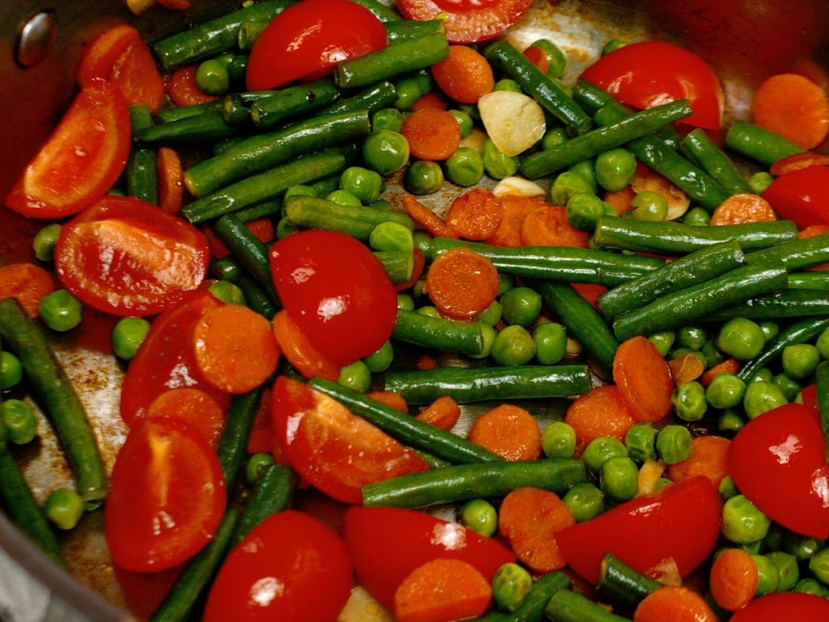 Vegetables in skillet