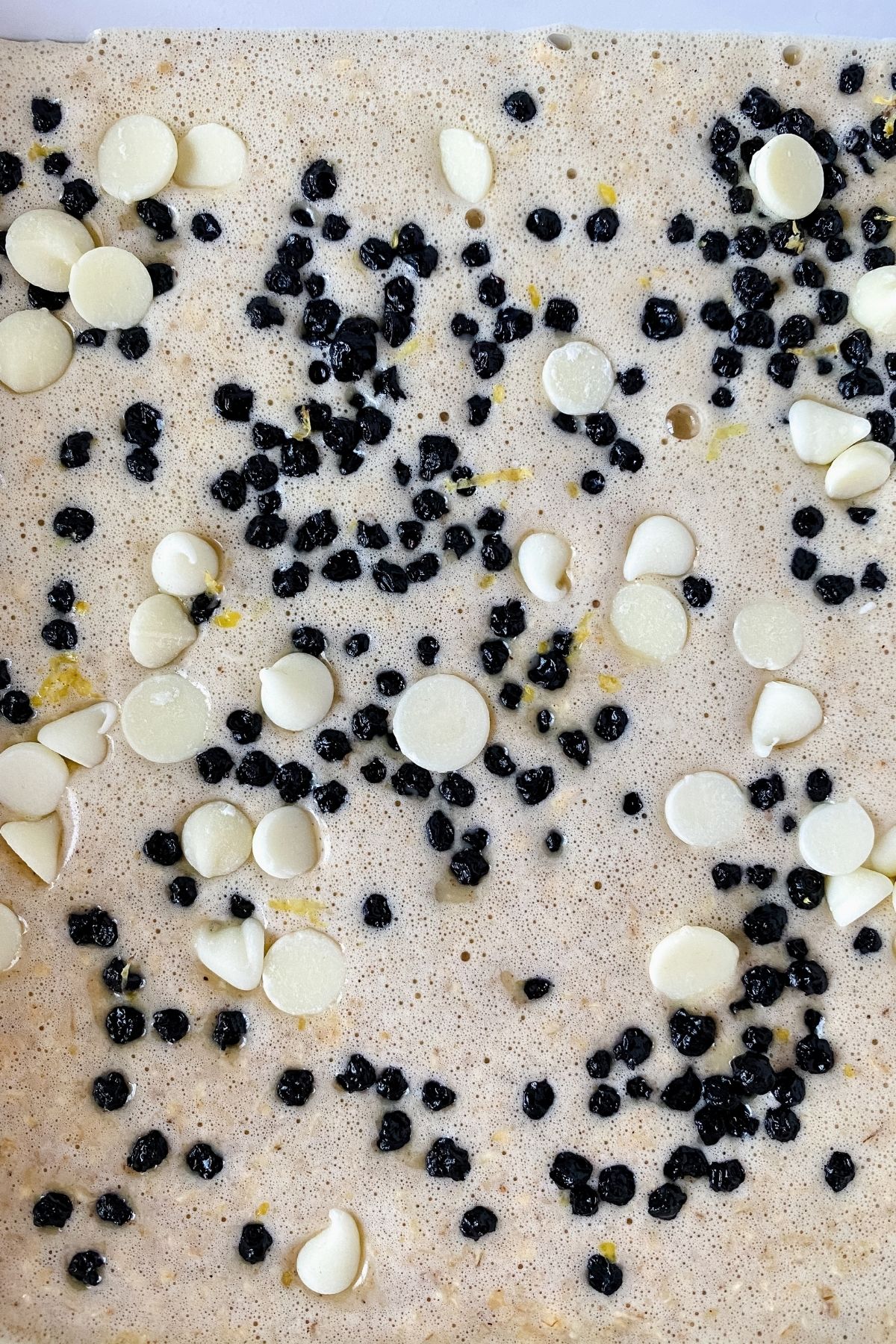 Unbaked oatmeal bars in pan