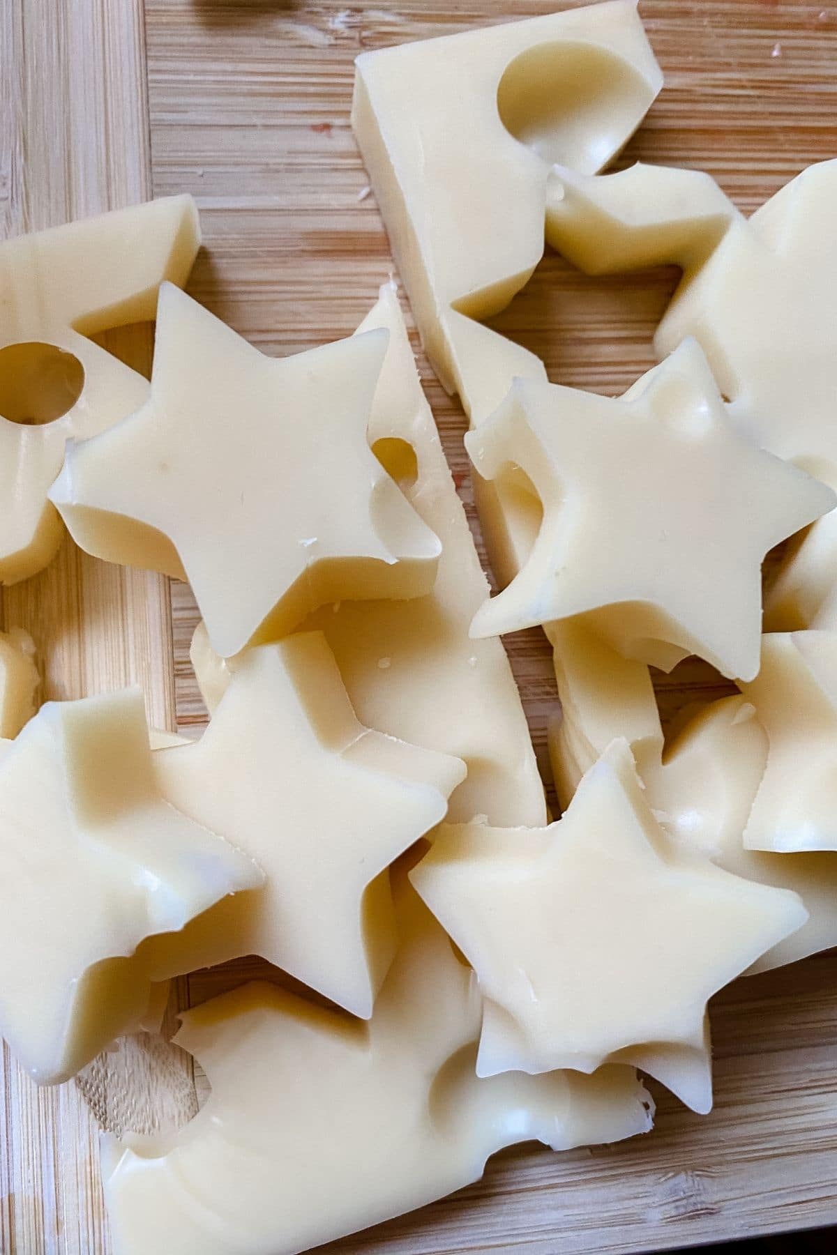 Star shaped cheese pieces