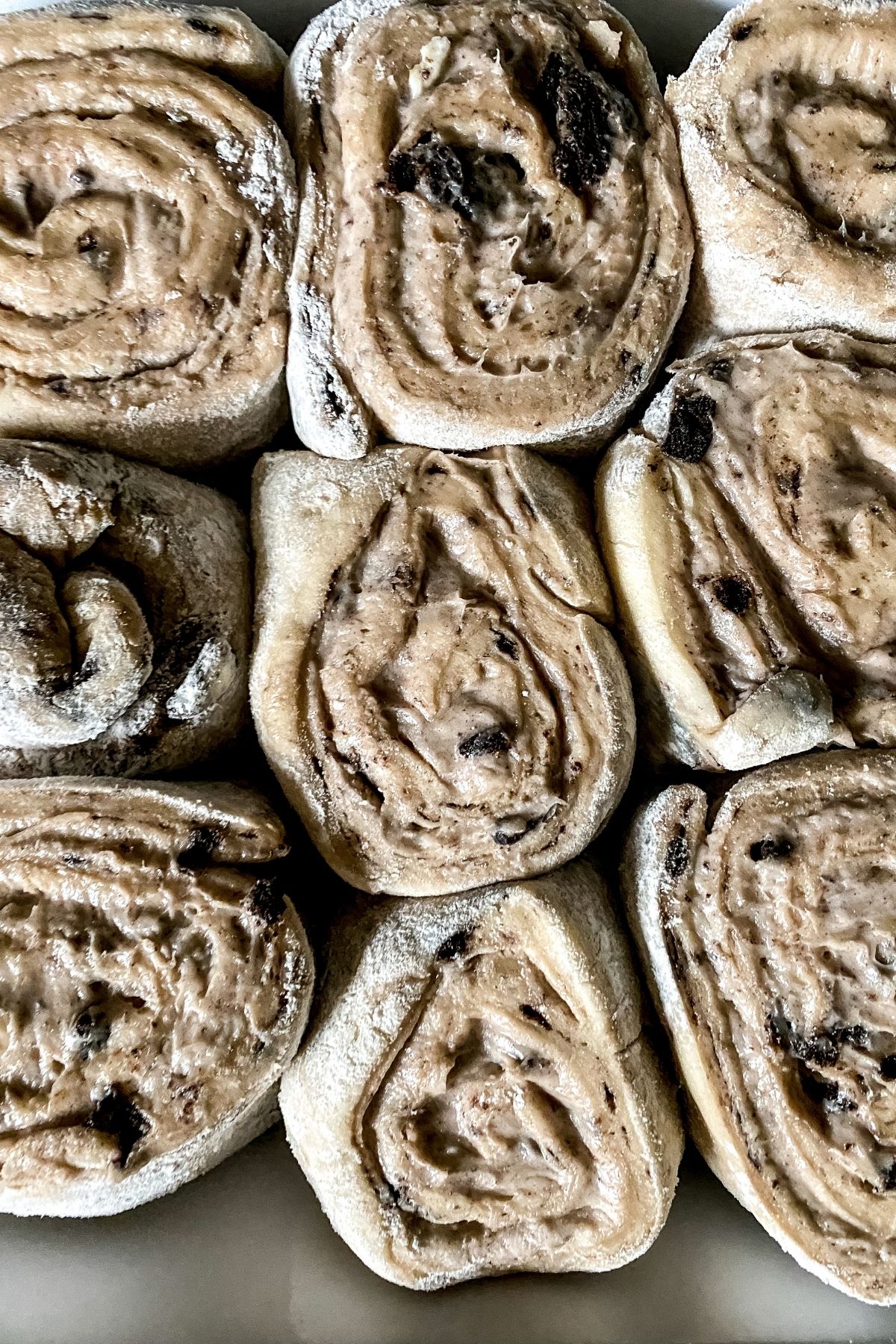 sticky buns in pan before baking