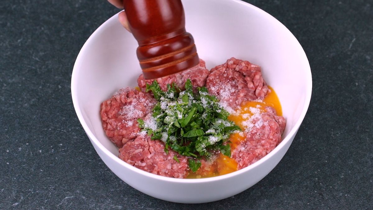 white bowl of ground beef