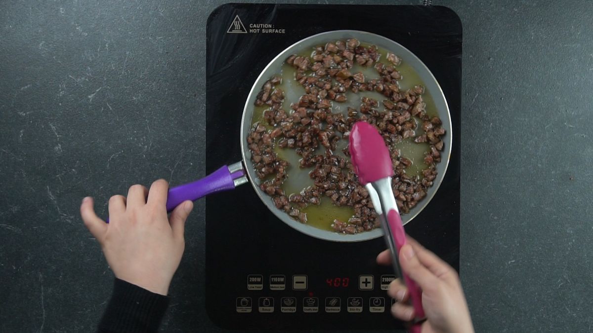 cooked sausage in skillet