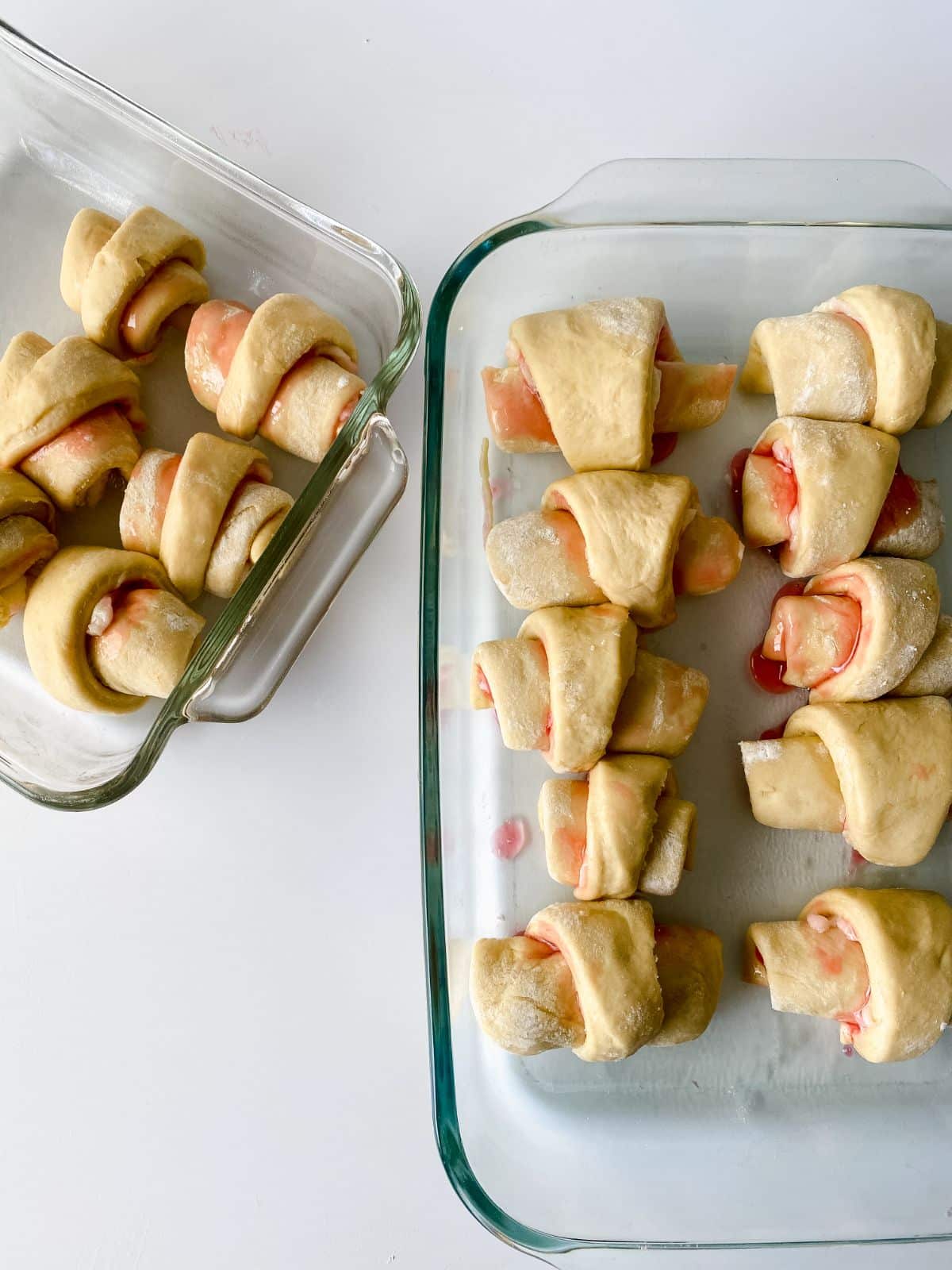 glass baking dish of stuffed crescent rolls