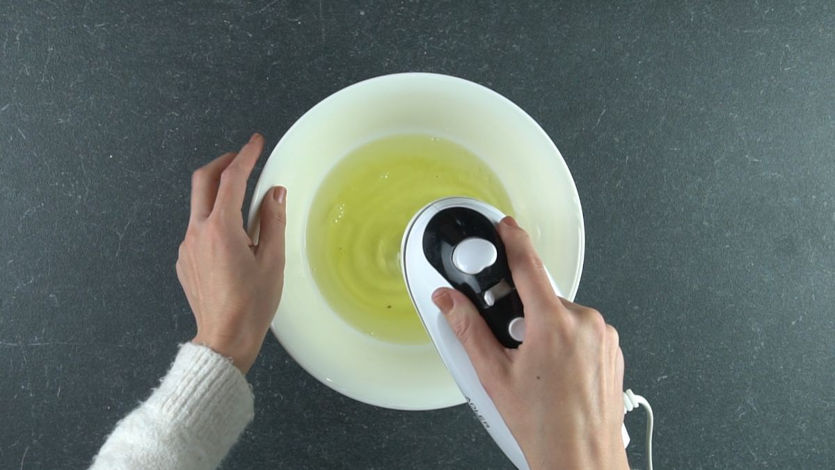 egg whites in large white bowl